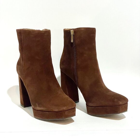 Jessica Simpson Kaiyah Ankle Boots Womens 6.5 M Brown Suede Side Zip Block Heel - Picture 5 of 16